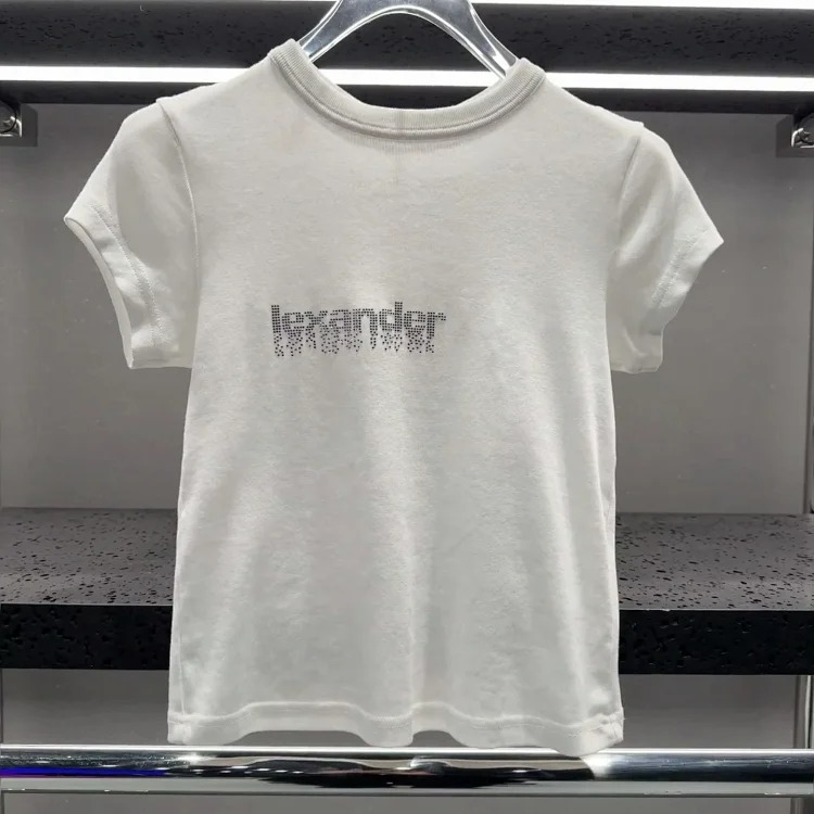 Correct Version of 2026 Early Spring Letter Hot Diamond High Weight Threaded Fabric T-Shirt