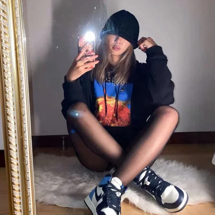 European and American trendy brand Travis Scott Sun Stickman Foamed Velvet Hoodie Sweatshirt Men's and Women's Jacket
