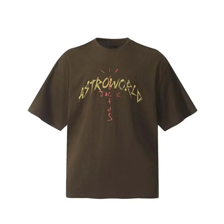 TRAVIS SCOTT CACTUS JACK album peripheral commemorative T-shirt simple letter print round neck short sleeves