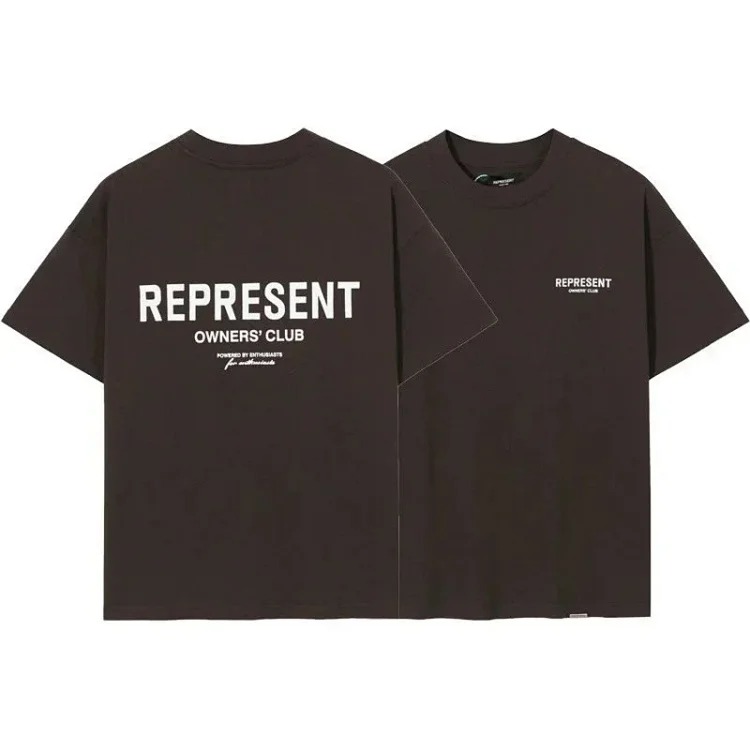 Letter print retro men's and women's couple round neck loose short-sleeved T-shirt