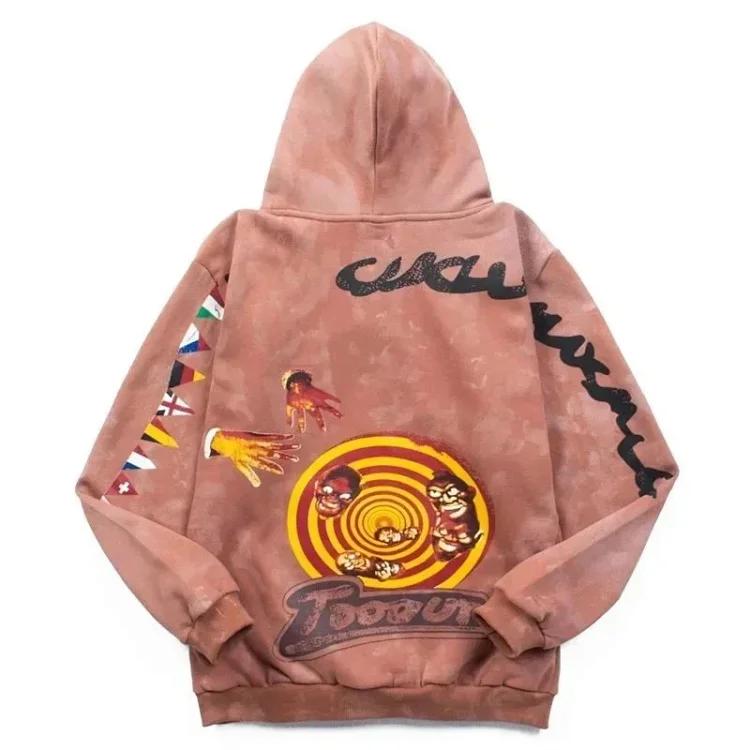 Velvet Zipper Sweatshirt, , Trendy, , Retro, Distressed, Mud-dyed Niche, Travis Scott Tour