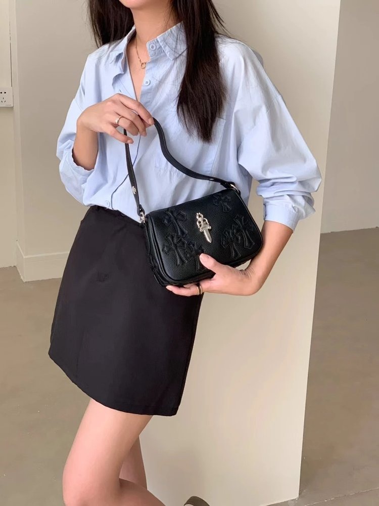 Chrome Hearts Retro High-end Lychee Patterned Shoulder Bag
