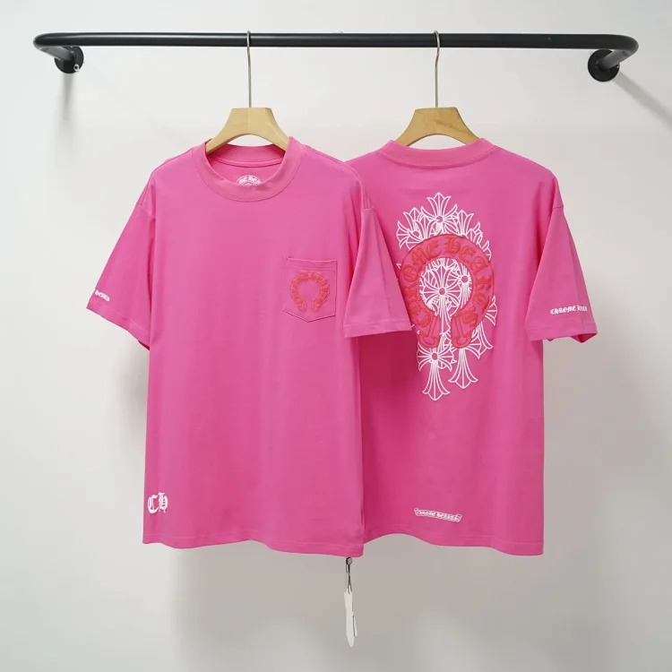CH cross print round neck cotton men's trendy T-shirt