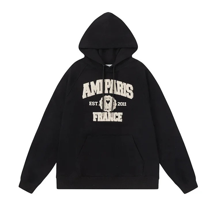 Letter love foam printed hooded sweatshirt for men and women round neck pullover sweatshirt