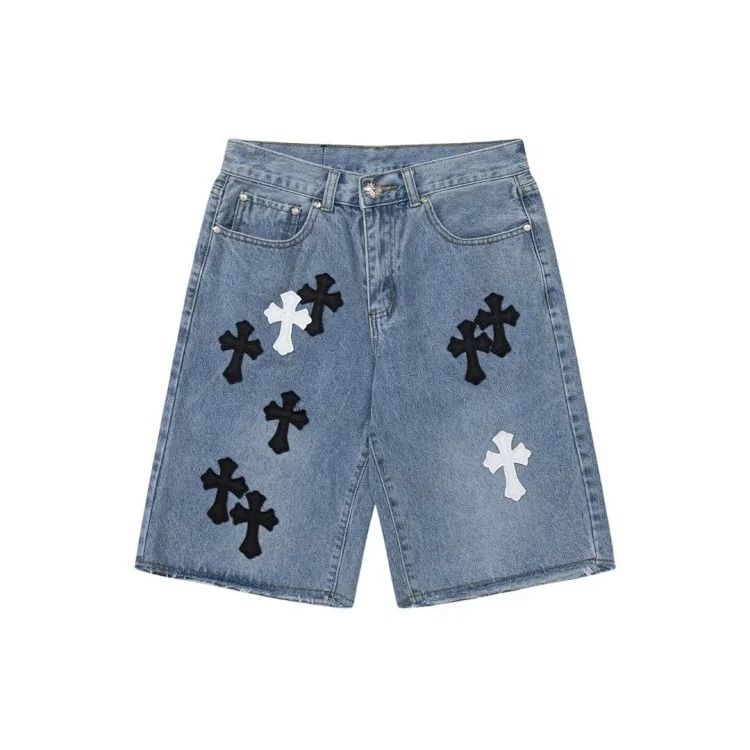 CH cross old denim shorts five-quarter pants for men and women