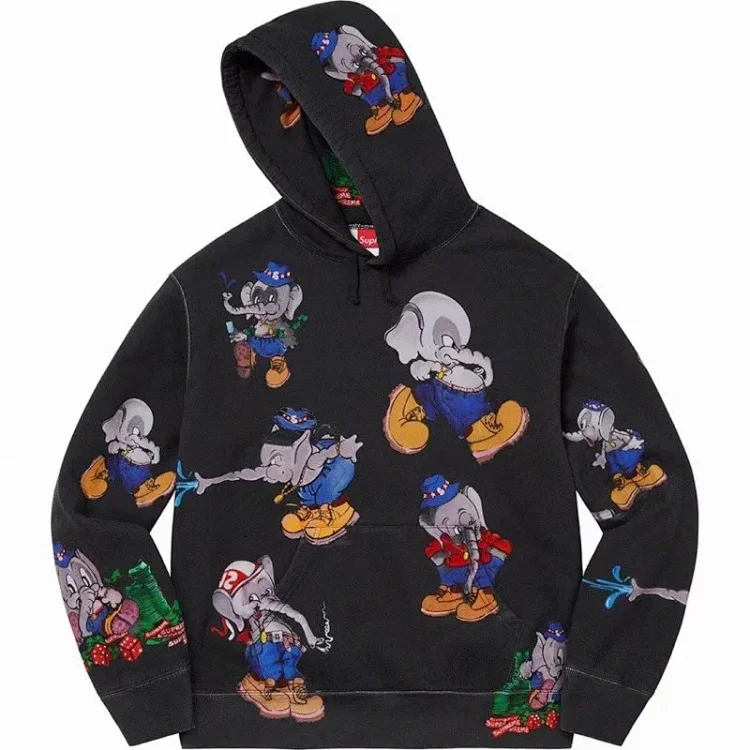 European and American trendy Satin Appliqué Hooded Sweatshirt hooded long-sleeved fleece sweatshirt
