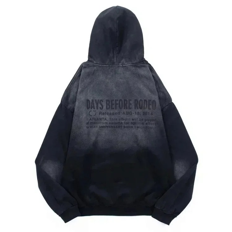 420g Heavyweight Washed Sweatshirt Travis Scott Hooded Sweatshirt Washed Spray Ma Liu Distressed Hoodie