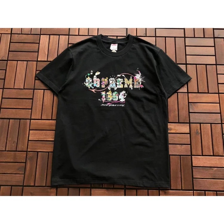 SUP letter print BOX high version short-sleeved T-shirt for men and women
