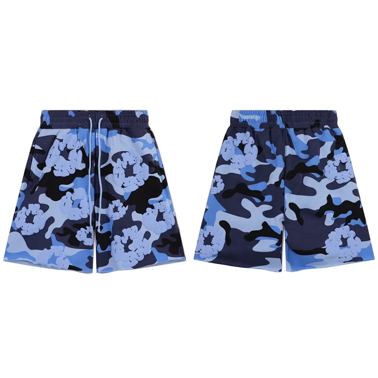 Camouflage foam print casual loose short-sleeved T-shirt shorts