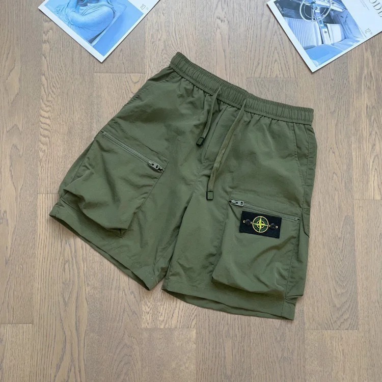 Cargo shorts for men and women functional style large pocket badge quick-drying three-quarter pants