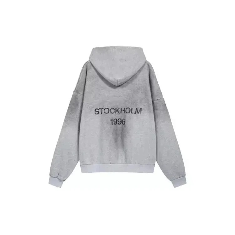 AC washed distressed printed 1996 short-sleeved sweatshirt hoodie