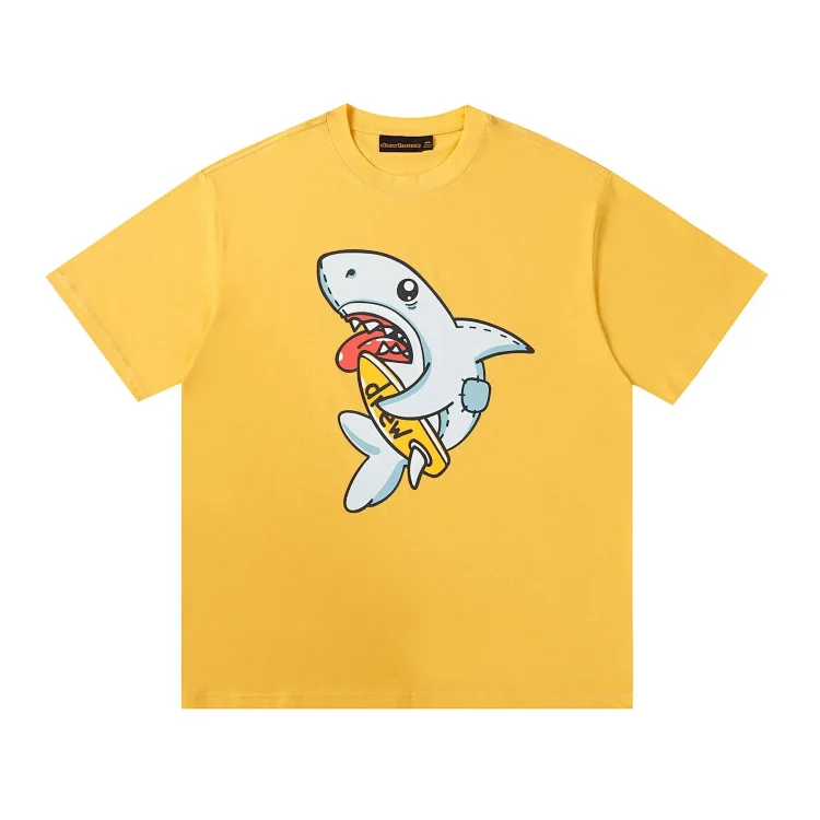 DREW HUOSE Summer classic Justin Bieber matching smiley face pattern round neck versatile T-shirt for couples
