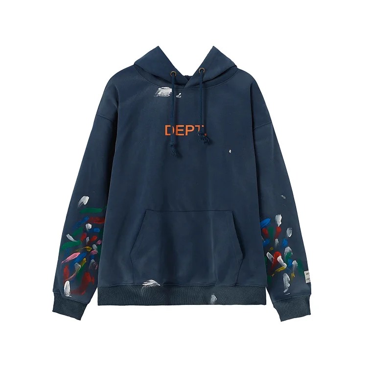 Retro distressed GD brain casual loose hooded sweatshirt for men and women with the same style hoodie