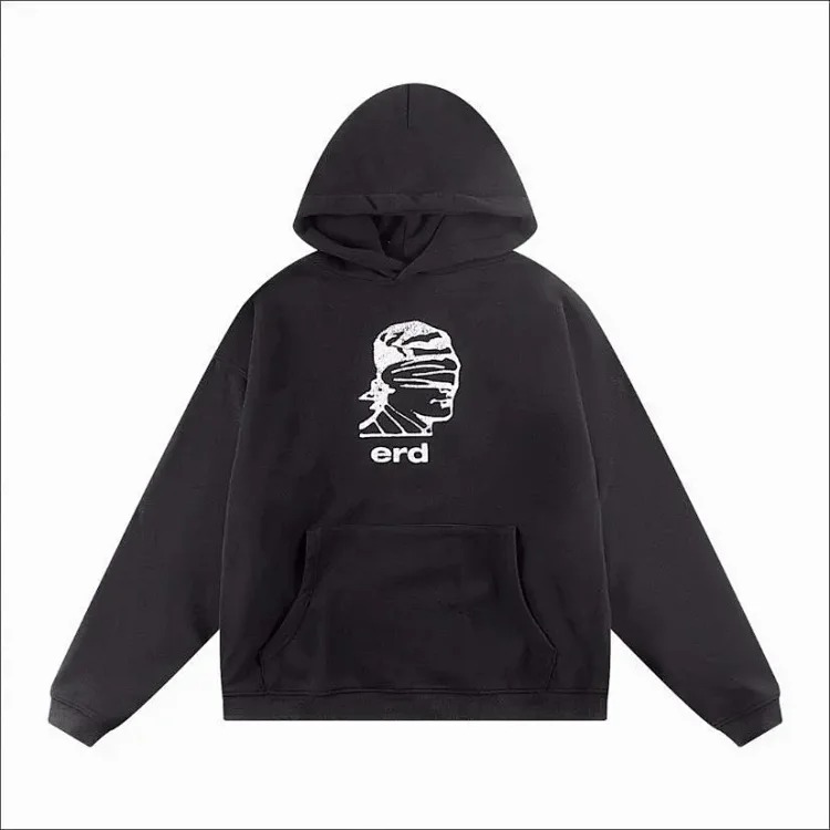 ERD Melancholy Rich Second Generation Washed and Distressed Letter Printed Hooded Sweatshirt