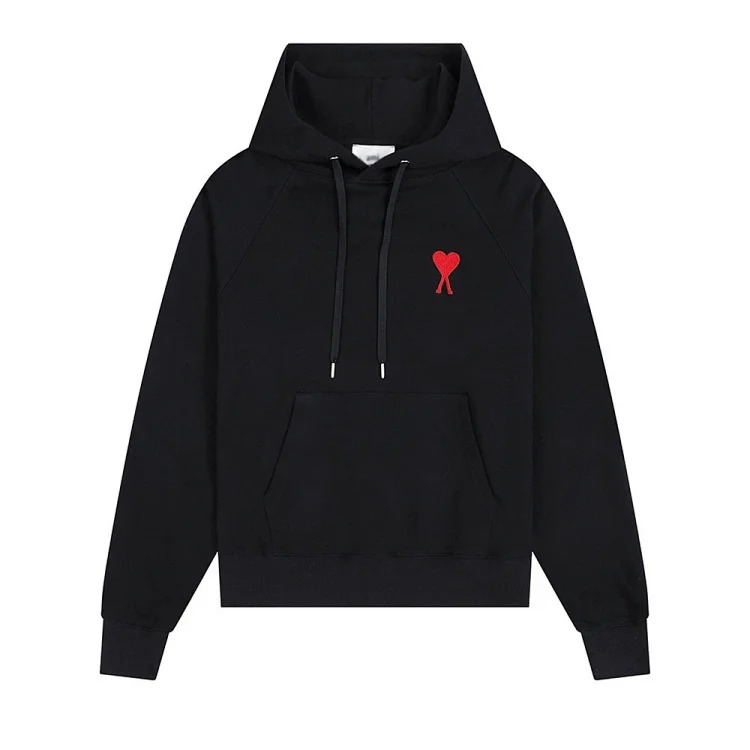 Sweatshirt autumn and winter new long-sleeved hooded unisex small love flat embroidered hoodie