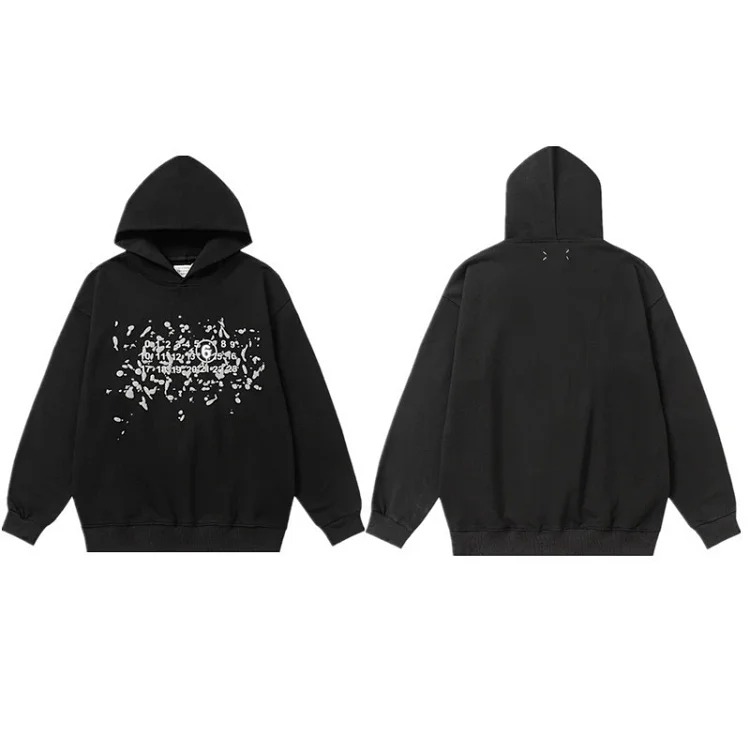 MM6 Autumn and Winter Loose Jacket Casual Hooded Sweatshirt Trendy Print