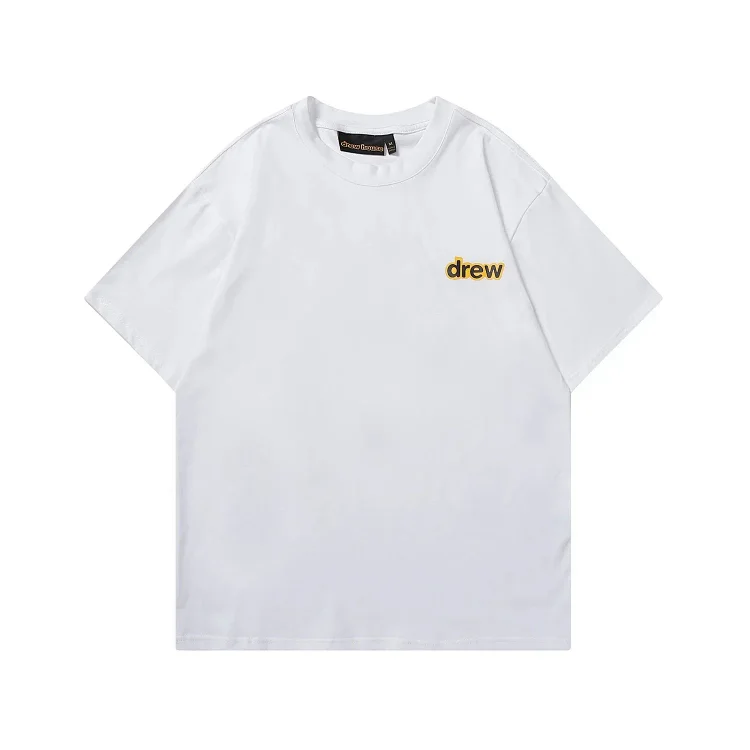 DREW HUOSE Summer classic Justin Bieber matching smiley face pattern round neck versatile T-shirt for couples