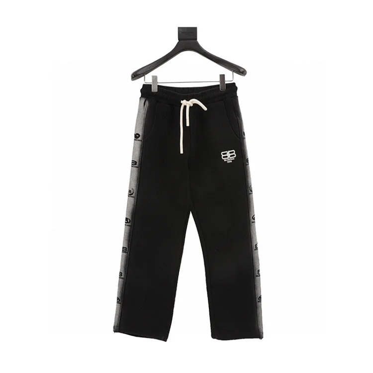 Blcg washed lock button embroidered trousers for men and women