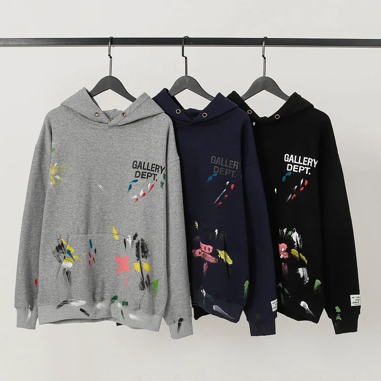Retro distressed GD brain casual loose hooded sweatshirt for men and women with the same style hoodie