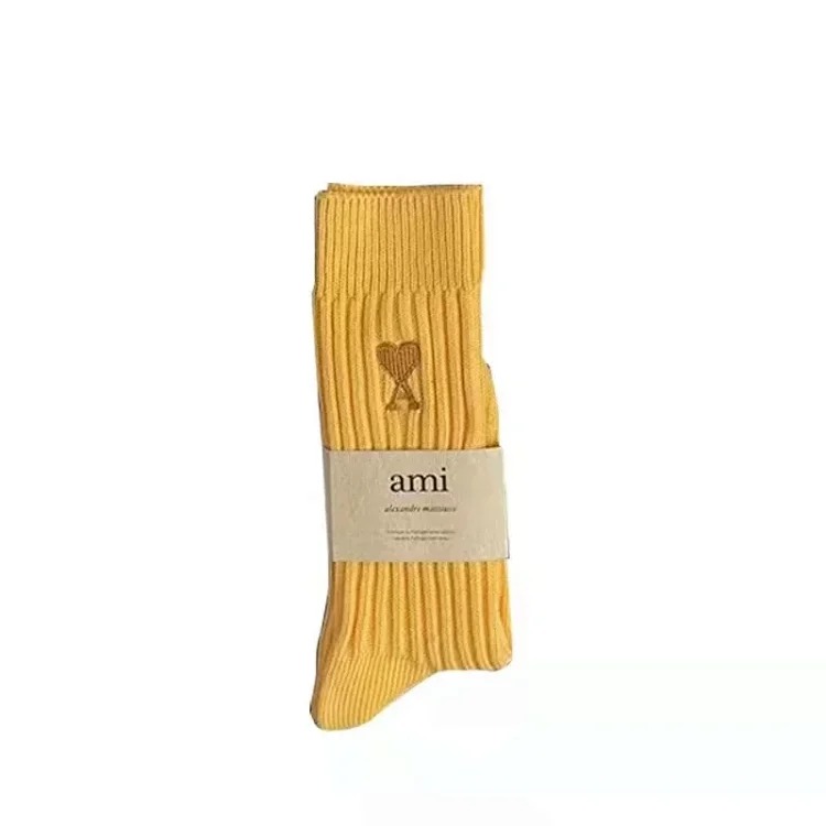 Love Solid Color Japanese Thick Line Long Socks for in Mid-calf Socks Trendy