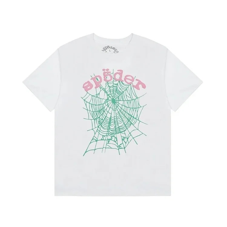 Spider web print summer loose and trendy short-sleeved T-shirt for men and women couples