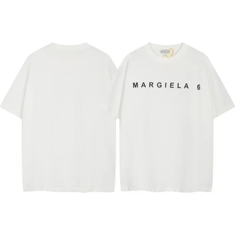 Summer loose letters MM6 embroidered label printing same style for men and women couples
