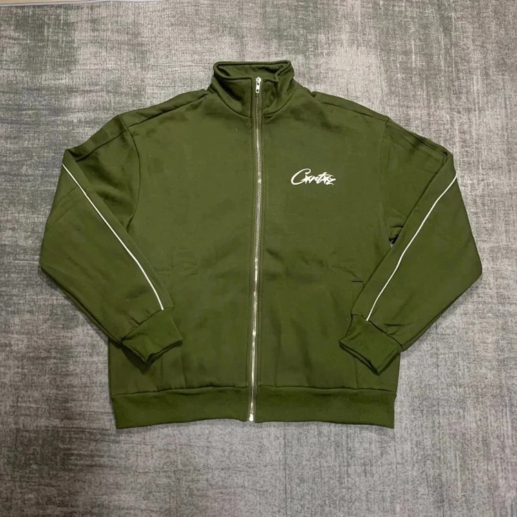 2024 New Corteiz Basic Printed Stand Collar Sports Casual Velvet Zipper Jacket Niche Trendy Brand Suit