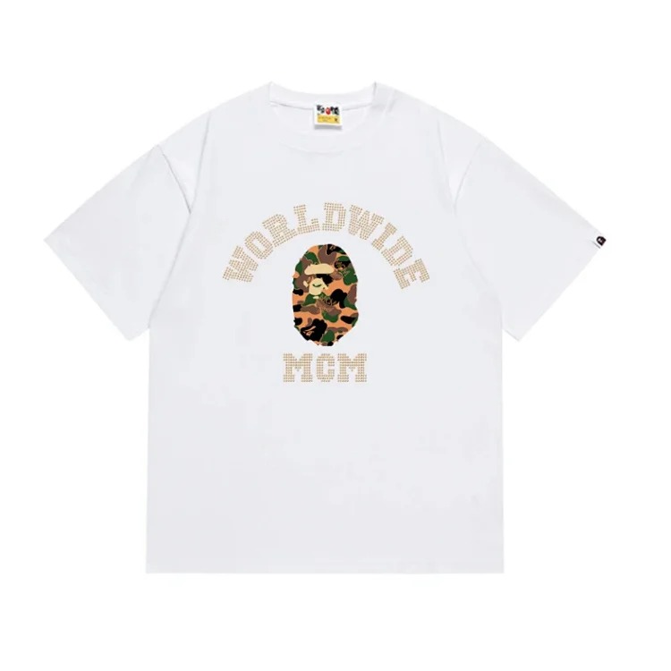Ape head little monkey camouflage men's and women's short-sleeved round neck T-shirt for men