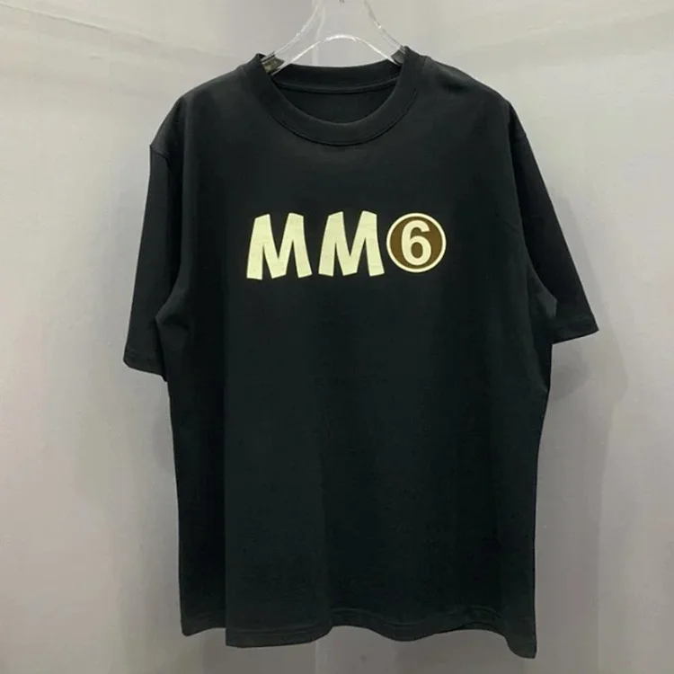 Summer loose letters MM6 embroidered label printing same style for men and women couples
