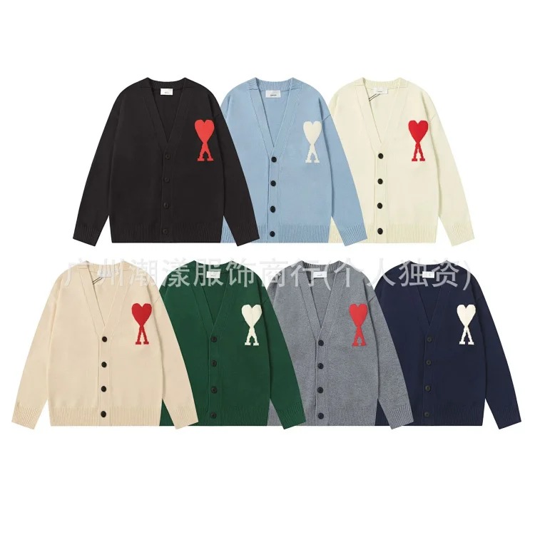Love embroidered knitted sweater casual loose and versatile couple style
