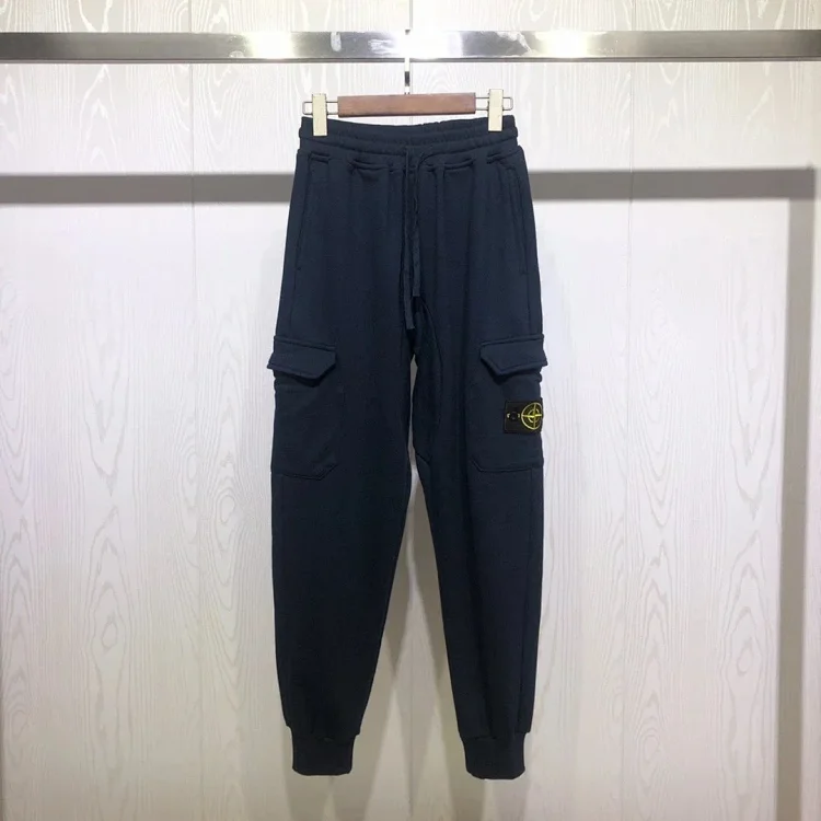 Stone Island 2024fw Men's Tapered Cotton Sweatpants Overalls Sweatpants Black