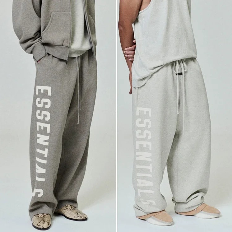 Straight velvet trousers and casual pants with large logo on the side, same style for men and women