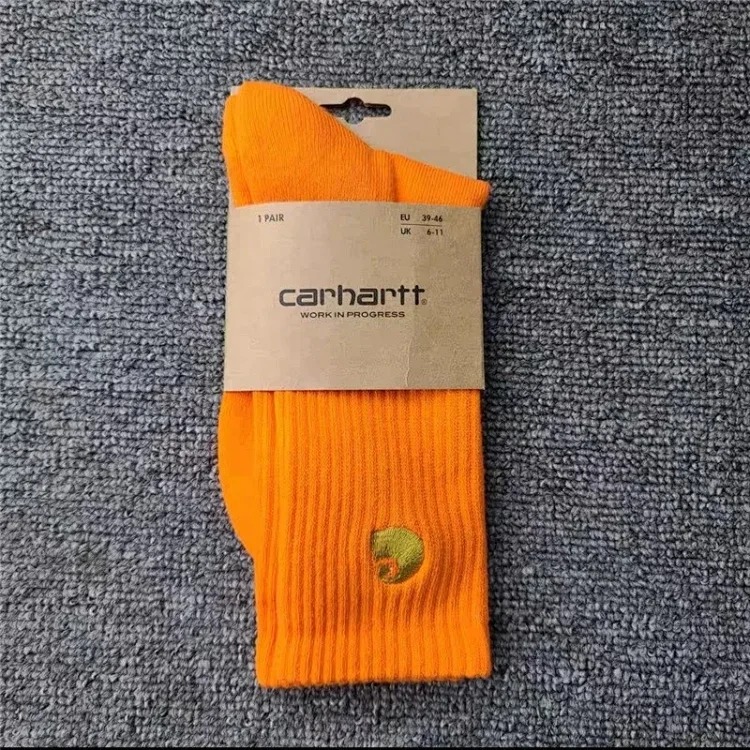 Carhartt Towel Bottom Gold Label Embroidery Simple Workwear Style Skateboard Sports Socks
