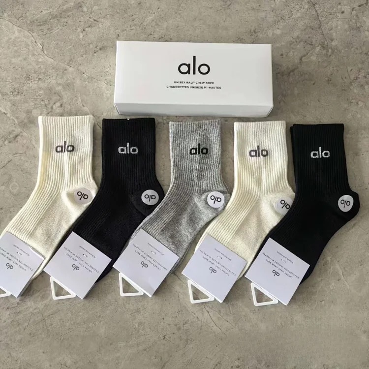 alo sports socks boneless seam solid color mesh cotton socks