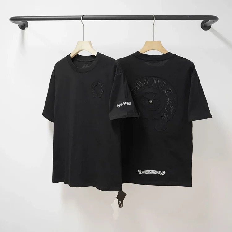 CH cross print round neck cotton men's trendy T-shirt