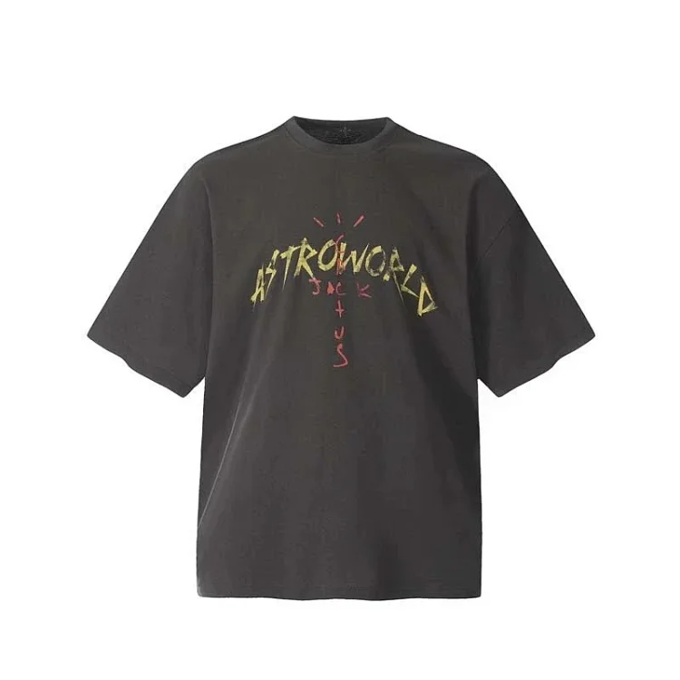 TRAVIS SCOTT CACTUS JACK album peripheral commemorative T-shirt simple letter print round neck short sleeves
