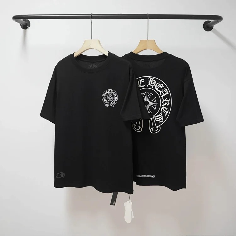 CH cross print round neck cotton men's trendy T-shirt