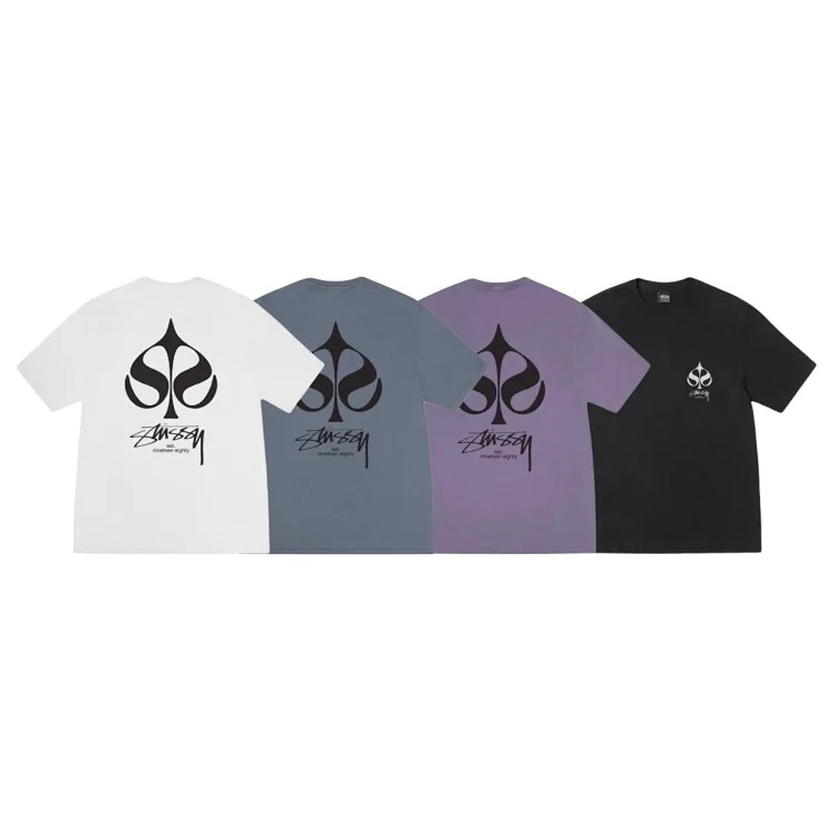 26SS STUSSY Poker Series Spades♠️ Printed Round Neck Short-sleeved T-shirt TEE Stussy Originated