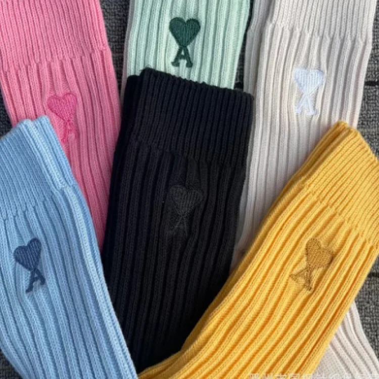 Love Solid Color Japanese Thick Line Long Socks for in Mid-calf Socks Trendy