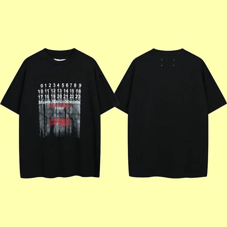 Summer loose letters MM6 embroidered label printing same style for men and women couples