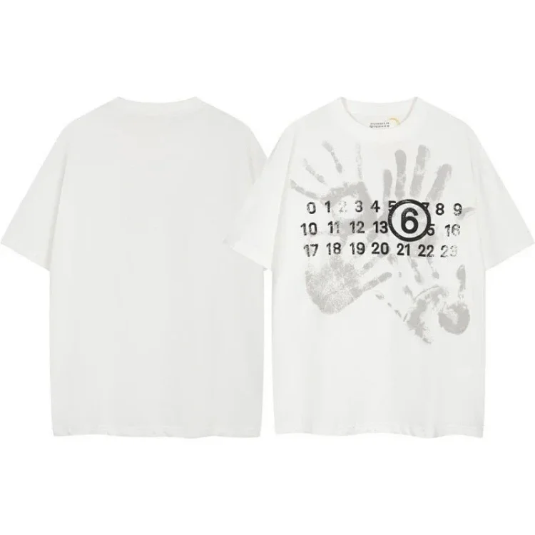 Summer loose letters MM6 embroidered label printing same style for men and women couples