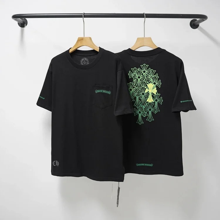 CH cross print round neck cotton men's trendy T-shirt