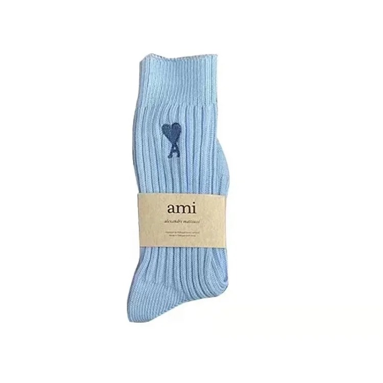 Love Solid Color Japanese Thick Line Long Socks for in Mid-calf Socks Trendy