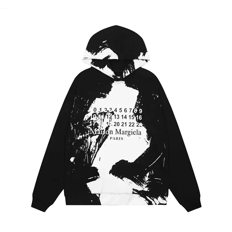 MM6 Autumn and Winter Loose Jacket Casual Hooded Sweatshirt Trendy Print