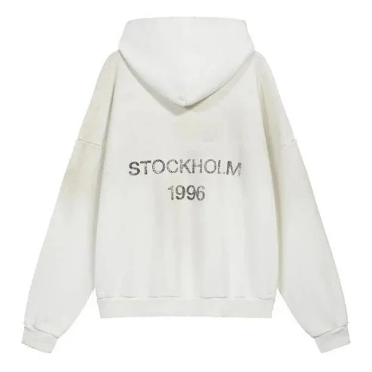 AC washed distressed printed 1996 short-sleeved sweatshirt hoodie