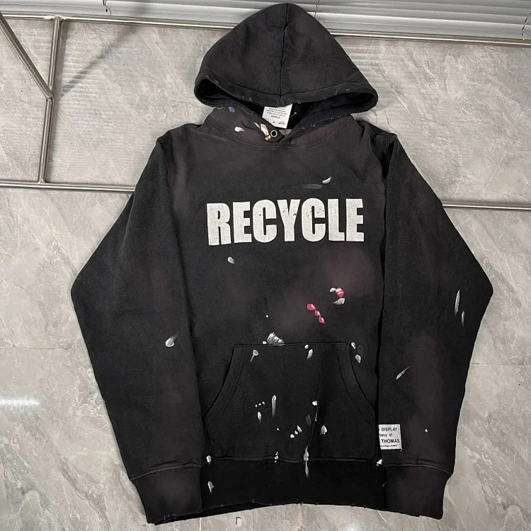 Distressed brain print casual loose hooded sweatshirt for men and women