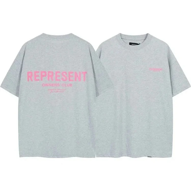 Letter print retro men's and women's couple round neck loose short-sleeved T-shirt