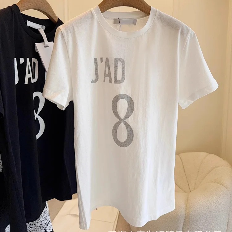 D Home T-shirt Printed Summer Loose Women's Trendy Letter Tops Women's Tops Short-sleeved