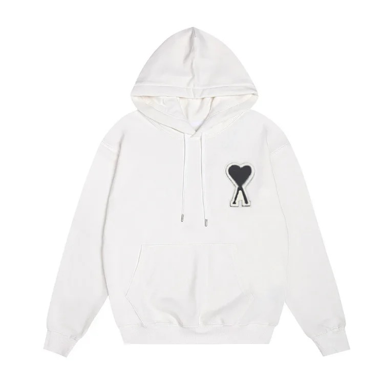 Sweatshirt autumn and winter new long-sleeved hooded unisex small love flat embroidered hoodie