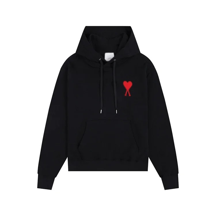 Sweatshirt autumn and winter new long-sleeved hooded unisex small love flat embroidered hoodie
